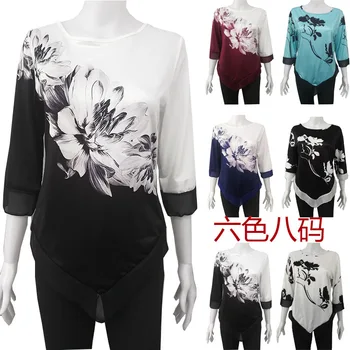 Модная женская весенне-летняя рубашка с круглым вырезом, Свободные женские рубашки с нерегулярным подолом, женские повседневные топы