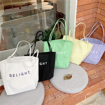 Весенне-летние корейские ins, холщовая сумка с надписью большой емкости, фруктовая зеленая сумка для покупок, студенческая зеленая сумка, холщовая сумка