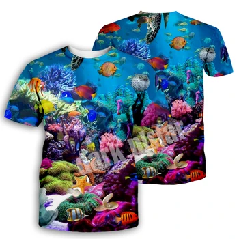 Футболка с 3D принтом подводного мира, Мужские летние новые футболки с круглым вырезом и коротким рукавом, Модный стиль, Мужская одежда, Повседневные футболки A1