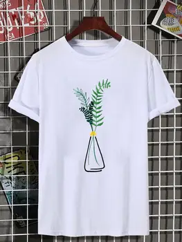 Графическая футболка Женская одежда с коротким рукавом Lady Plant Прекрасный пляжный тренд Модный принт Летняя женская рубашка тройник