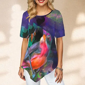 Летняя Женская футболка с Птичьим графическим Принтом, Футболка с коротким рукавом Y2k, Уличная Одежда, Винтажные Блузки De Verano Mujer 2023