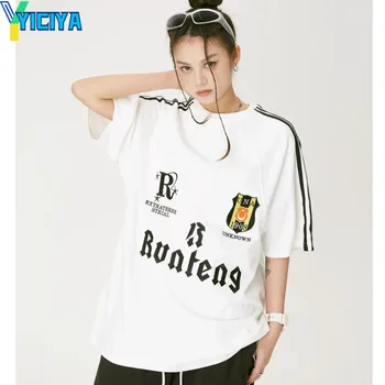 Футболка YICIYA, укороченный топ y2k, женская одежда оверсайз с короткими рукавами, летние модные блузки в готическом стиле, футболки kpop, футболка в стиле хип-хоп 90-х 2023