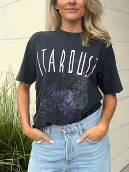 Женская футболка с Круглым вырезом и буквенным принтом 