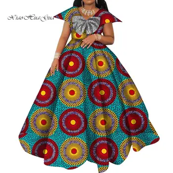Платья с принтом Bazin Riche в Африканском стиле для Женщин, Длинное Свадебное Платье с коротким Рукавом, Праздничное Vestido, Хлопковая Женская Африканская Одежда WY6098