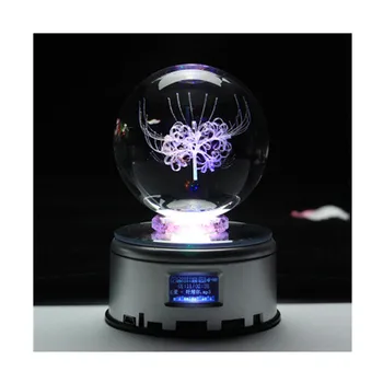 3D Bluetooth музыкальный светодиодный светильник с хрустальным цветком, Рождественский детский ночник lampara, многоцветное освещение Для детского подарочного декора
