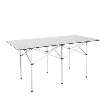 Прямоугольный стол для кемпинга 140x70x70 см, Складной алюминиевый обеденный стол во дворе, легко собирается и моется [В наличии в США]