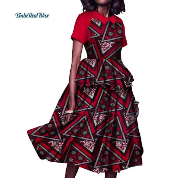 Новое платье Bazin Riche Vestido, Хлопковые платья с африканским восковым принтом для женщин, Двойное кружево с оборками, Одежда африканского дизайна WY8847