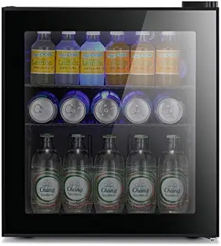 Мини-холодильник Star Cooler - 70 банок Холодильник для напитков с черной стеклянной дверцей для пива, газировки или вина \u2013 Маленький диспенсер для напитков