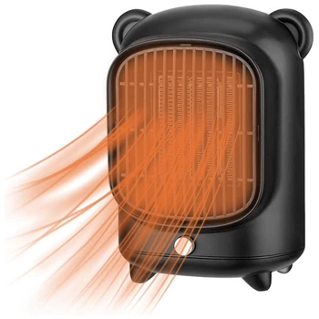 Бесшумный керамический обогреватель PTC Мощностью 500 Вт, вентилятор с осциллирующим электрическим нагревателем, штепсельная вилка ЕС (черный)