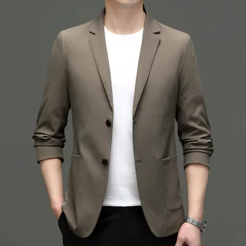 5802-2023 Мужской модный повседневный маленький костюм, мужская корейская версия облегающего костюма 107jacket, однотонная куртка