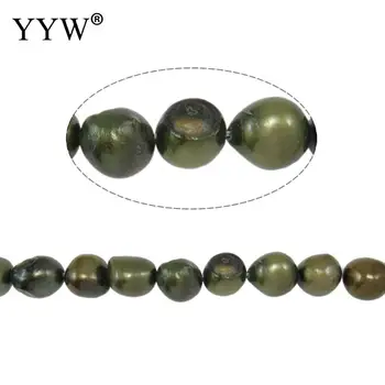 9-11 мм Темно-зеленые культивированные бусины из пресноводного жемчуга в стиле барокко для ожерелья ручной работы, браслета, серег с жемчугом, отверстие 0,8 мм 15 Дюймов