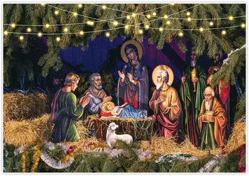 Рождение Иисуса Фон Вертеп Рождественская Вечеринка Висит На Стене