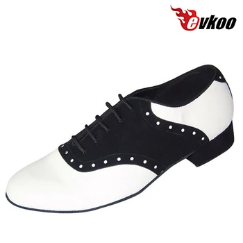 Evkoodance Нубук Черный С белым, натуральная кожа, Материал Высотой каблука 2,5 см, Удобная мужская современная танцевальная обувь Evkoo-309