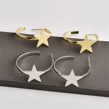 Индивидуальность, Модные Популярные серьги-кольца с пятиконечной Звездой для женщин, простая Глянцевая Геометрия, Круглые Aros Brincos
