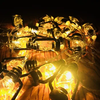 20 Светодиодных черных фонарей, гирлянды, Мини-Керосиновая лампа для патио, сада, дома, Рамадан, Свадебная вечеринка, Рождественские Новогодние украшения