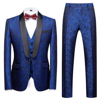(Куртки + жилет + брюки)  Мужской костюм-смокинг, весенне-осенние деловые блейзеры высокого класса на заказ, мужское платье-тройка для жениха S-6XL