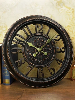 Настенные часы в Большой комнате Настенный Декор для дома Декор Столовой Американские Ретро Подвесные Часы Имитация Антикварных Часов Украшения для дома