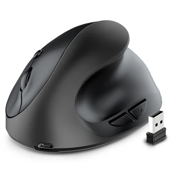Беспроводная мышь 2.4G Перезаряжаемая Эргономичная мышь Компьютерная Офисная Мышь с вертикальной рукояткой для компьютера Ноутбук Черный