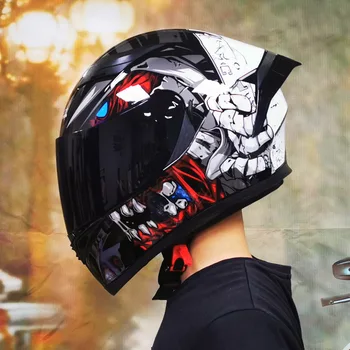 Хит продаж! Мотоциклетный шлем Jiekai для мужчин и женщин, полный шлем с двойными линзами, противотуманный, Four Seasons, крутой мотоциклетный шлем