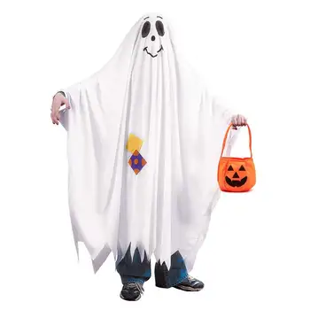 Детский плащ-призрак, длинная накидка, белые кисточки, представление, Косплей, праздничное платье для мальчиков и девочек, костюм Призрака на Хэллоуин