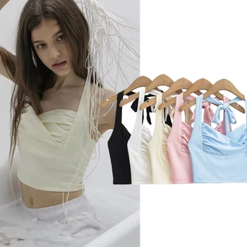 Jenny & Dave/ Модная Летняя футболка для девочек, Женский топ Ins Blogger High Street, сексуальный короткий топ на бретелях, женский топ на подтяжках