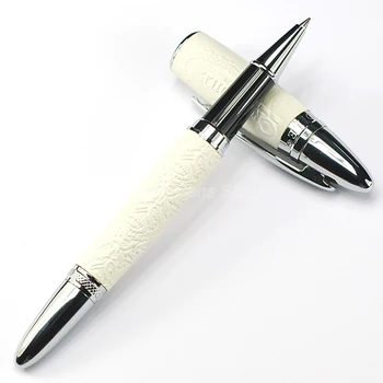 Шариковая ручка-роллер с рисунком из крокодиловой высококачественной белой кожи CR118