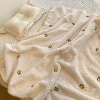 Корейское детское одеяло Ins, детское одеяло со смайликом, зимнее детское одеяло для сна в детском саду, офисное стеганое одеяло