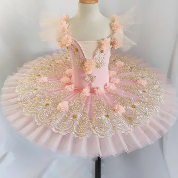 Розовое Профессиональное Балетное платье Для женщин, детей, девочек, взрослых, Балетная пачка, Балетные костюмы 