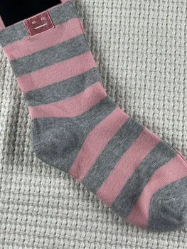 Носки в полоску с вышивкой логотипа Унисекс, Мода 2023, Буквенный принт, Осень-зима, женские и мужские хлопковые носки