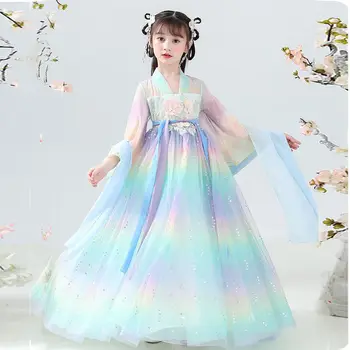 Детское платье Hanfu для детей от 3 до 12 лет, платье принцессы для девочек, китайские народные вечерние костюмы принцессы Hanfu, платья фей, Косплей